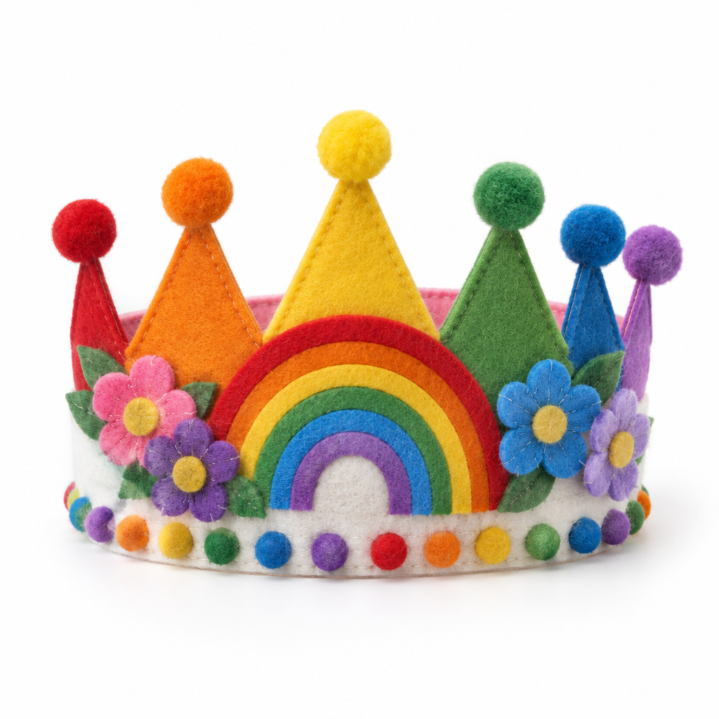 Rainbow Felt Crown